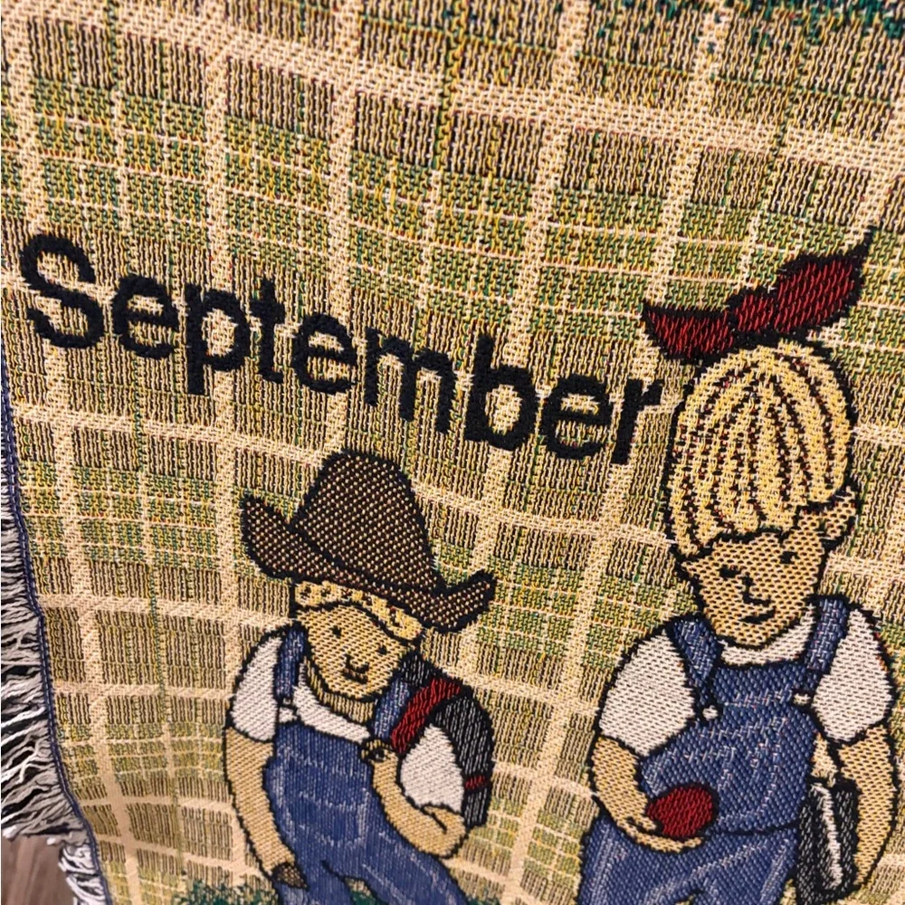 Vintage Home Interiors “ Through The Year Denim Days” Throw / Blanket. Nice